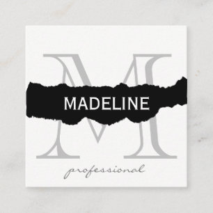 Torn with Classic Monogram Square Business Card