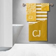Torn Yellow Stripes Floral Polka Dot Initials