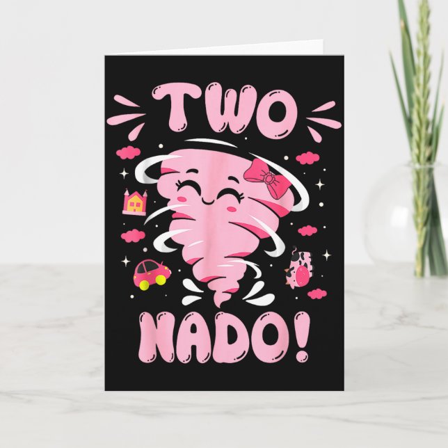 Tornado 2 Year Old Girl Birthday Two Nado 2nd Bday Card (Front)