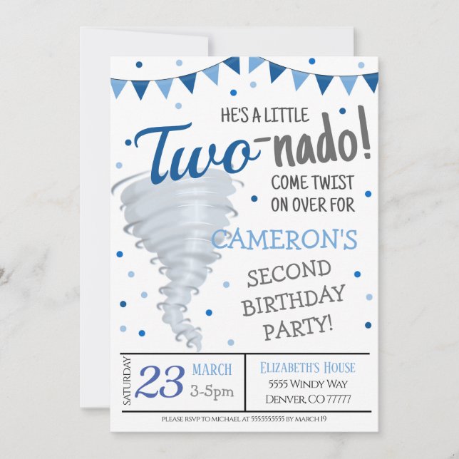 Tornado Birthday Party Invitation (Front)
