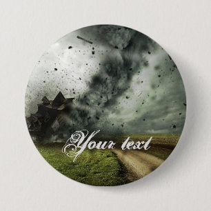 Tornado destroying house storm  7.5 cm round badge