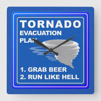 Tornado Evacuation Plan ;-) Square Wall Clock