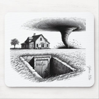 Tornado House Cellar with Cross Mouse Mat