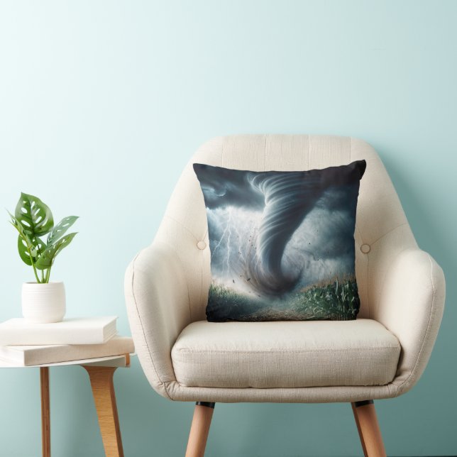 Tornado In a Midwest American Cornfield Cushion (Chair)