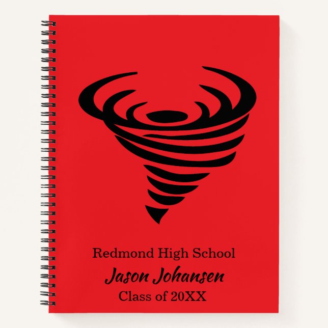 Tornado Mascot School Spiral Personalised Notebook (Front)
