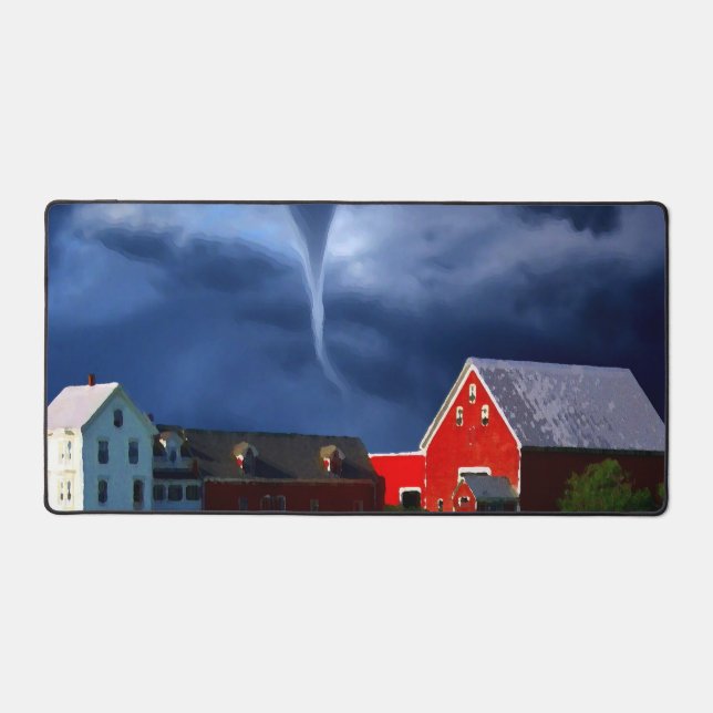 Tornado Red Barn Storm Extreme Weather Desk Mat (Front)