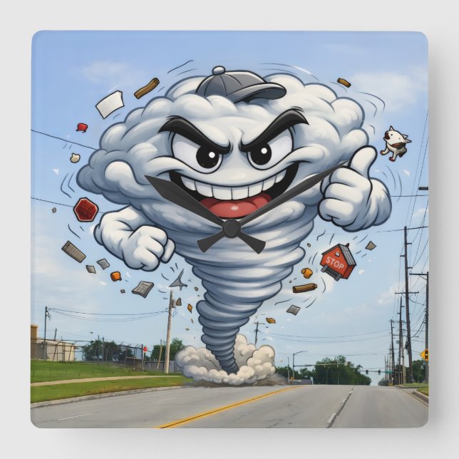 Tornado Square Wall Clock (Front)