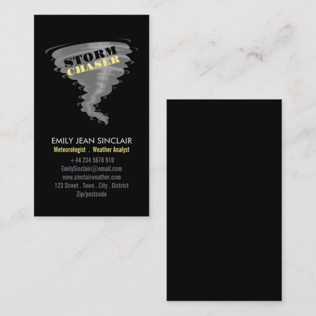 Tornado - Storm Chaser Design, Meteorologist Business Card (Front/Back)