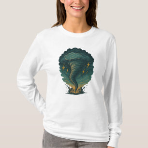 Tornado Storm Illustration Powerful Lightning T-Shirt