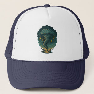 Tornado Storm Illustration Powerful Lightning Trucker Hat