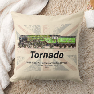 Tornado Vintage Steam Train English Locomotive Cushion
