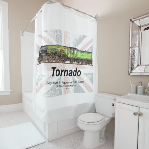 Tornado Vintage Steam Train English Locomotive  Shower Curtain