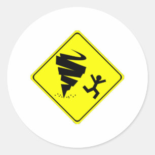 Tornado Warning Sign Classic Round Sticker