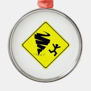 Tornado Warning Sign Metal Tree Decoration