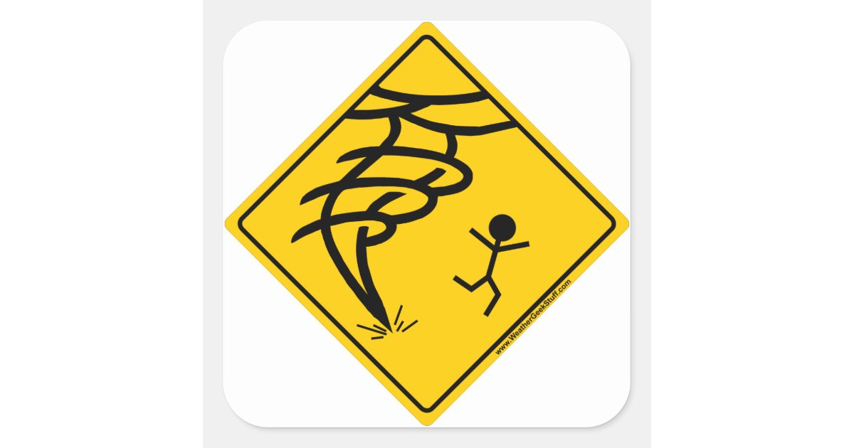 Tornado Warning Sign Square Sticker | Zazzle