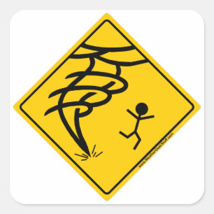 Tornado Warning Sign Square Sticker