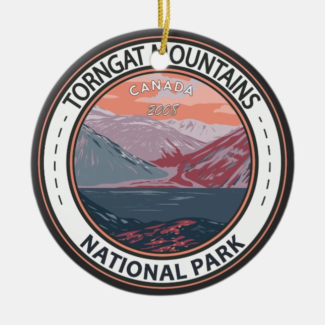 Torngat Mountains National Park Canada Badge Ceramic Tree Decoration (Front)
