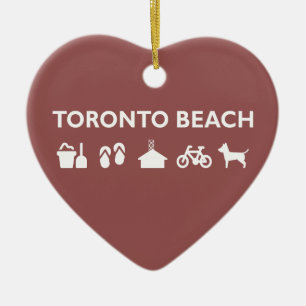 Toronto Beach Icons Monotone Dark Ceramic Tree Decoration