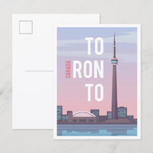 Toronto Canada Art Vintage Travel Illustration Postcard