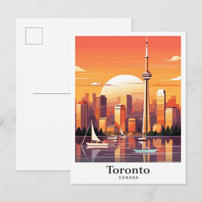 Toronto Canada Art Vintage Travel Illustration Postcard (Front/Back)