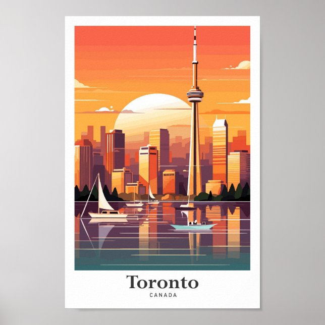 Toronto Canada Art Vintage Travel Illustration Poster (Front)