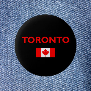 Toronto Canada Canadian Flag Dark Colour 6 Cm Round Badge