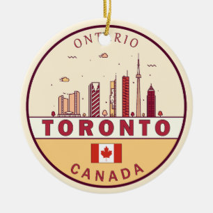 Toronto Canada City Skyline Emblem Ceramic Tree Decoration