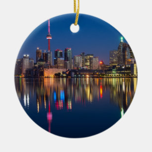 Toronto Canada night cityscape Ceramic Tree Decoration