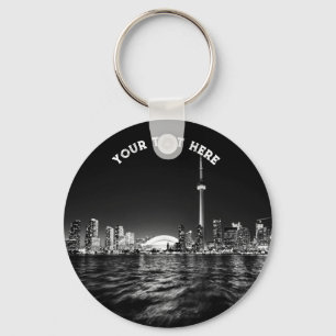 Toronto Canada Ontario Black White Vintage Key Ring