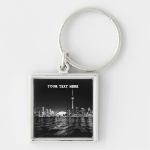 Toronto Canada Ontario Black White Vintage Key Ring