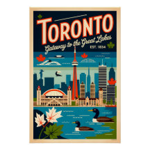 Toronto Canada Retro Travel Poster Art