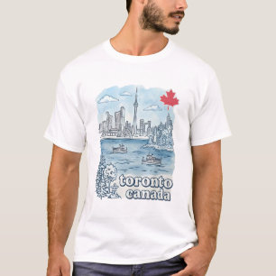 Toronto Canada Simple Blue Skyline Cute Cityscape T-Shirt