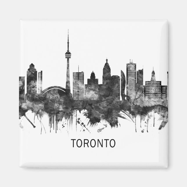 Toronto Canada Skyline BW Magnet (Front)