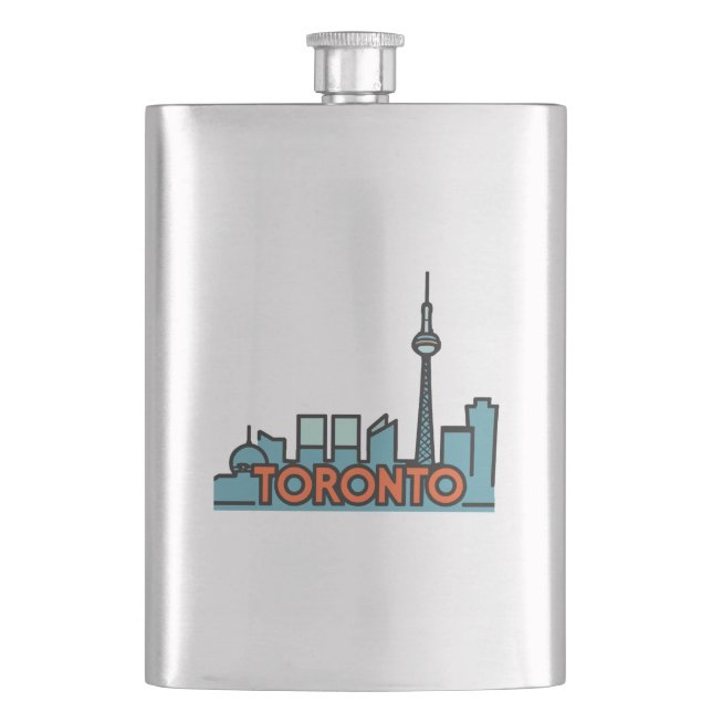 Toronto Canada Skyline Hip Flask (Front)