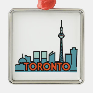 Toronto Canada Skyline Metal Tree Decoration