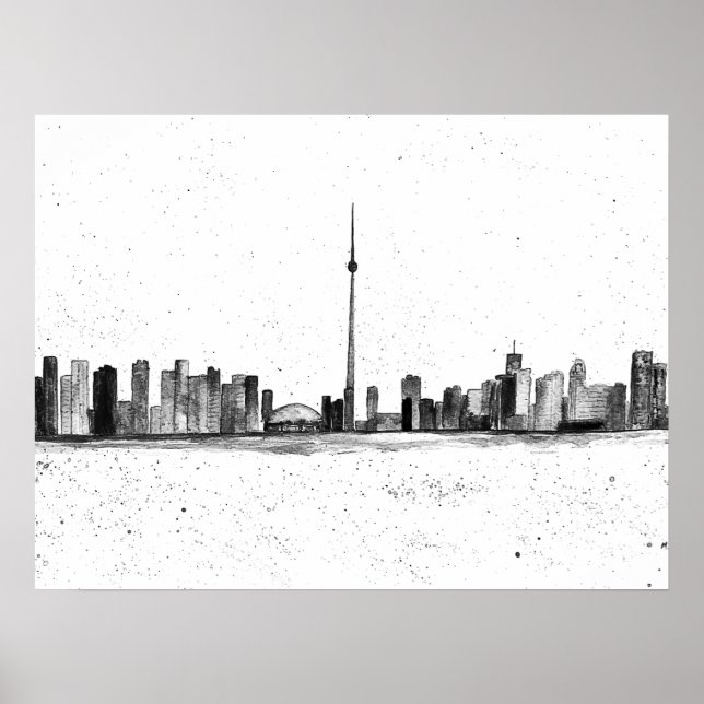 Toronto Canada Skyline Vintage CN Tower Poster (Front)