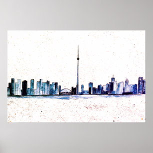 Toronto Canada Skyline Vintage CN Tower Poster