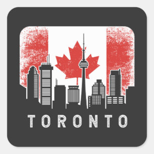 Toronto Canada Skyline Vintage Flag Square Sticker