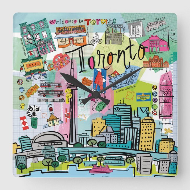 Toronto, Canada Square Wall Clock (Front)