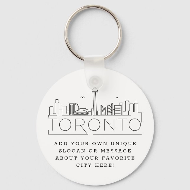 Toronto, Canada Stylised Skyline | Custom Slogan Key Ring (Front)