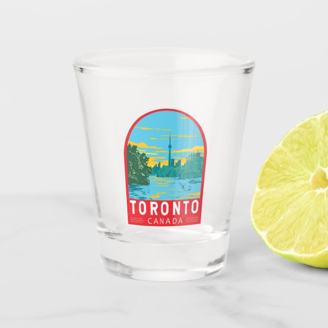Toronto Canada Travel Art Vintage Shot Glass (Front)