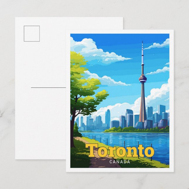 Toronto Canada Travel Vintage Illustration Postcard (Front/Back)