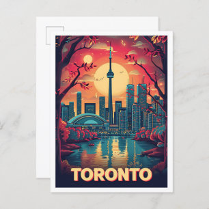 Toronto Canada Vintage Art Travel Illustration Postcard