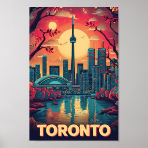 Toronto Canada Vintage Art Travel Illustration Poster