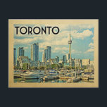 Toronto Canada Vintage Travel Postcard<br><div class="desc">Toronto Canada design in Vintage Travel style featuring the CN Tower and city skyline view with the harbor in front.</div>