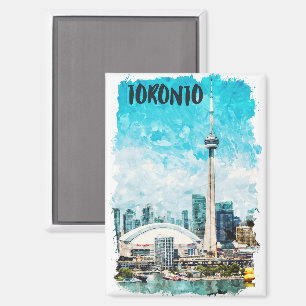 Toronto Canada Vintage Travel Watercolor  Magnet