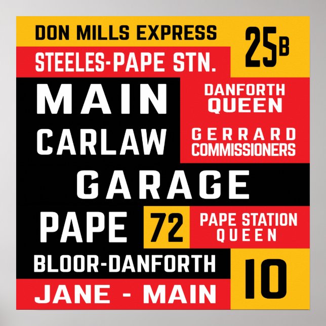 Toronto East End TTC Bus Rollsigns Poster (Front)