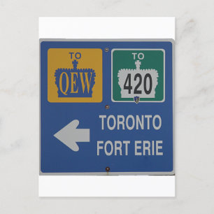 Toronto, Fort Erie Canada Road Sign Postcard