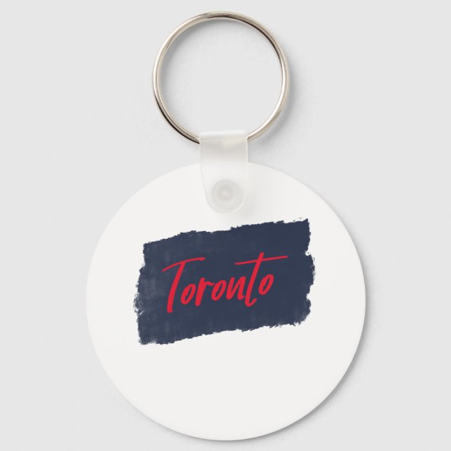 Toronto Handwritten Red Typography  Key Ring (Front)