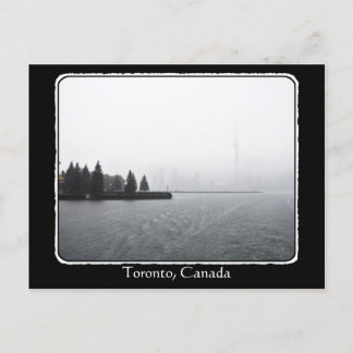 Toronto Harbour Skyline in the Rain with border Postcard